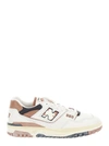 NEW BALANCE '550' WHITE AND BROWN LOW TOP SNEAKERS WITH LOGO AND CONTRASTING DETAILS IN LEATHER MAN