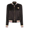 Casablanca Rainbow Heart Silk Bomber Jacket In Black/multi