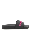Dsquared2 Black And Fuxia Pool Slides In Nero/fucsia
