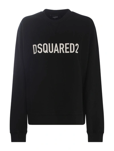 Dsquared2 Logo Cotton Sweatshirt In Black