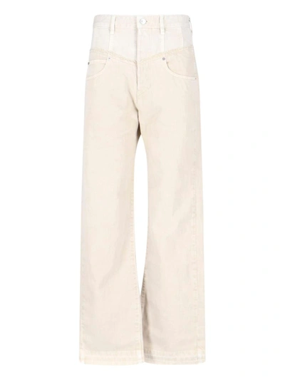 Isabel Marant Patchwork Noemie Relaxed Jeans In White