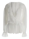 Dolce & Gabbana White Cropped Blouse With Ruffles Trim In White