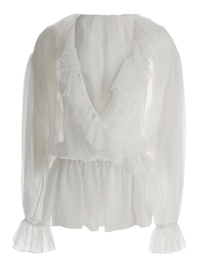 Dolce & Gabbana Look 49 Ruffle Blouse In White