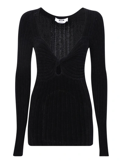Msgm Twist Detailing Sweater In Black