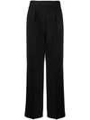 Msgm Wide Leg Tailored Pants In Black Polyester In Black
