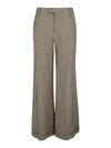 BRUNELLO CUCINELLI TAUPE GRAY HIGH WAISTED WIDE LEG PANTS IN LINEN BLEND WOMAN