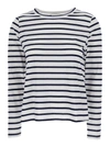 ALLUDE WHITE STRIPED LONG SLEEVE T-SHIRT IN COTTON WOMAN