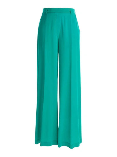 Forte Forte Stretch Silk Satin Wide Trousers In Green