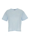 Apc A.p.c. Light-blue Round Neck T-shirt With Printed Logo In Cotton Woman In Blue