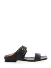 POLLINI BLACK SANDALS WITH MAXI BUCKLE IN LEATHER WOMAN