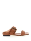 POLLINI BROWN SANDALS WITH MAXI BUCKLE IN LEATHER WOMAN