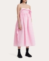 Cecilie Bahnsen Susa Cutout Draped Pleated Matelassé Midi Dress In Pink