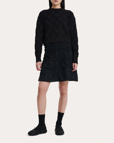 Cecilie Bahnsen Women's Vida Smocked Faille Skirt In Black
