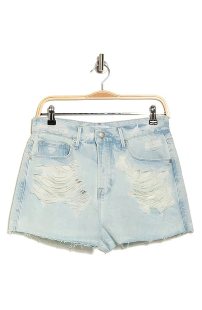 Good American Good '90s High Waist Ripped Cutoff Denim Shorts In Blue