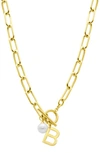 ADORNIA 14K GOLD PLATED INITIAL & PEARL PENDANT NECKLACE