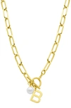 ADORNIA ADORNIA 14K GOLD PLATED INITIAL & PEARL PENDANT NECKLACE