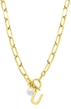 Adornia 14k Gold Plated Initial & Pearl Pendant Necklace In Gold-u