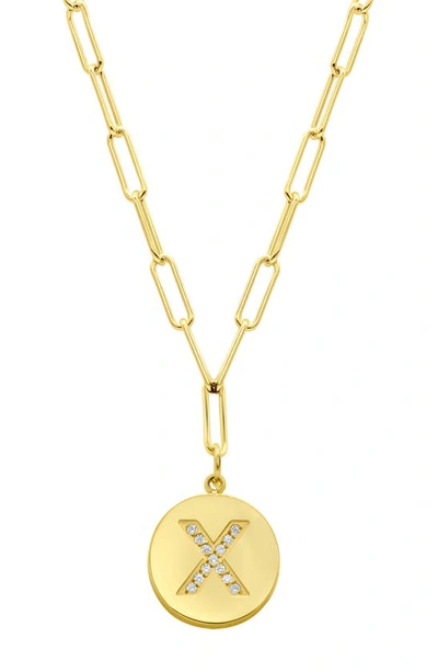 ADORNIA ADORNIA 14K GOLD PLATED PAVÉ INITIAL PENDANT NECKLACE