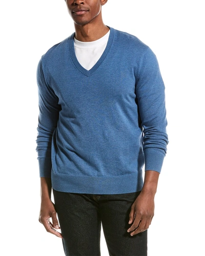 Brooks Brothers Supima Cotton V-neck Sweater | Dark Blue Heather | Size 2xl