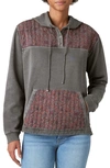 LUCKY BRAND FLORAL BLOCKED HENLEY HOODIE