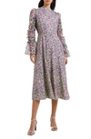 FRENCH CONNECTION ALEZZIA ELY FLORAL JACQUARD LONG SLEEVE DRESS