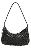 Walter Baker Hazel Woven Leather Shoulder Bag In Black