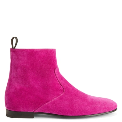 Giuseppe Zanotti Ron Panelled Suede Ankle Boots In Pink