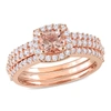 Mimi & Max 1 1/3ct Tgw Morganite Created White Sapphire Bridal Set In Pink Silver In Multi