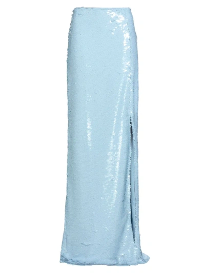 Cinq À Sept Jupiter Sequinned Column Skirt In Serene Sky