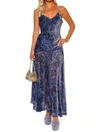 Ulla Johnson Elodie Midi Dress In Blue Marine Velvet In Multi