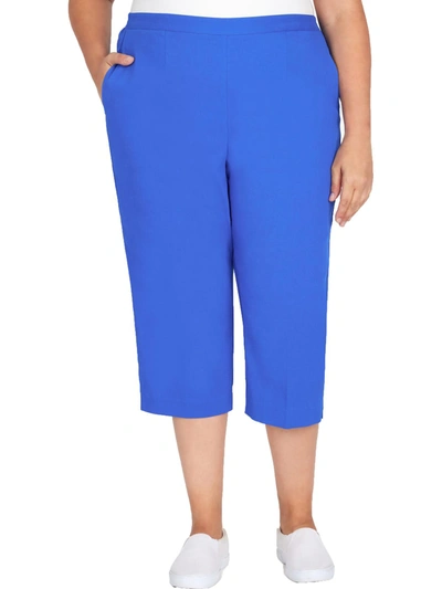 Alfred Dunner Plus Cool Vibrations Womens High Rise Work Wear Capri Pants In Blue
