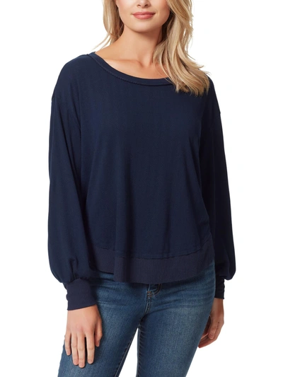 Jessica Simpson Womens Ribbed Crew Neck Pullover Top In Black