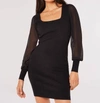 APRICOT BODYCON KNITTED MINI DRESS IN BLACK