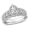 Mimi & Max 1/5ct Tdw Diamond Oval Halo Bridal Ring Set In Sterling Silver In White