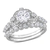 Mimi & Max 1 3/5ct Dew Created Moissanite Halo Bridal Ring Set In Sterling Silver In White