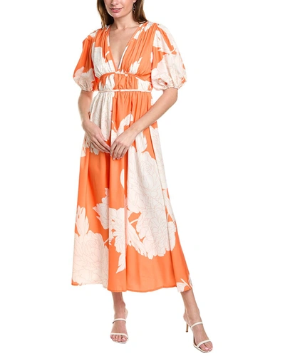 Ipponelli Puff Sleeve Maxi Dress In Orange