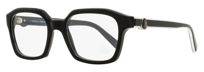 Moncler Unisex Rectangular Eyeglasses Ml5181 001 Black/white 52mm In Multi