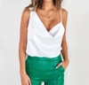 Venti6 One Side Spaghetti Strap Cowl Front Tank In White In White
