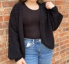 Eesome Cropped Long Sleeve Cardigan In Black In Black