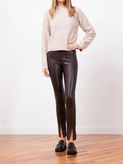 Avenue Montaigne Max Pleather Pant In Brown In Black