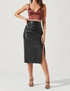 ASTR MELODY FAUX LEATHER SKIRT IN BLACK