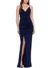 XSCAPE WOMENS RUCHED MAXI EVENING DRESS