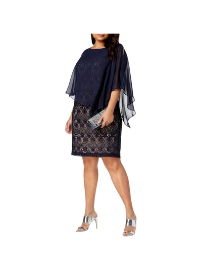 Connected Apparel Plus Womens Lace Chiffon Cocktail Dress In Multi