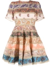 Zimmermann Devi Lace-trimmed Patchwork Paisley-print Linen Mini Dress In Multi