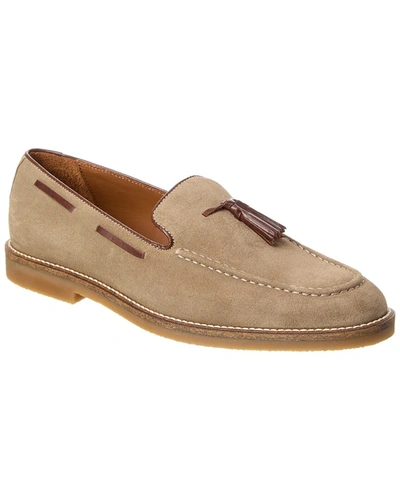 Aquatalia Sandro Weatherproof Suede & Leather Loafer In Brown
