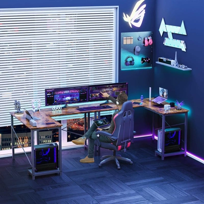 Simplie Fun L Shaped Gaming Desk In Purple