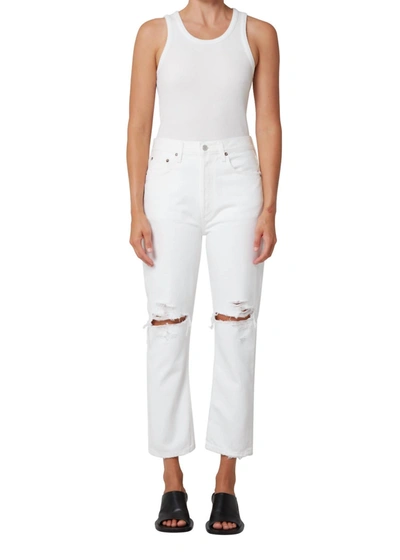 Agolde Riley Crop Straight Jean In Slant S22 In Multi