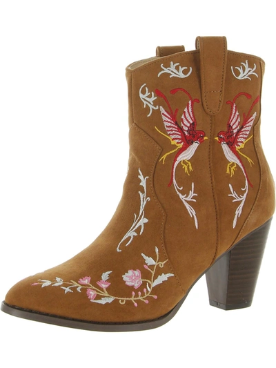 Penny Loves Kenny Sha Womens Pull On Pointed Toe Cowboy, Western Boots In Brown