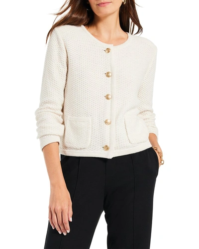 Nic + Zoe Nic+zoe Gilded Texture Sweater Jacket In Beige