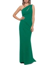 Betsy & Adam One-shoulder Cutout Gown In Green